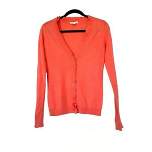 New York & Company v-neck cardigan buttondown light orange size XSmall